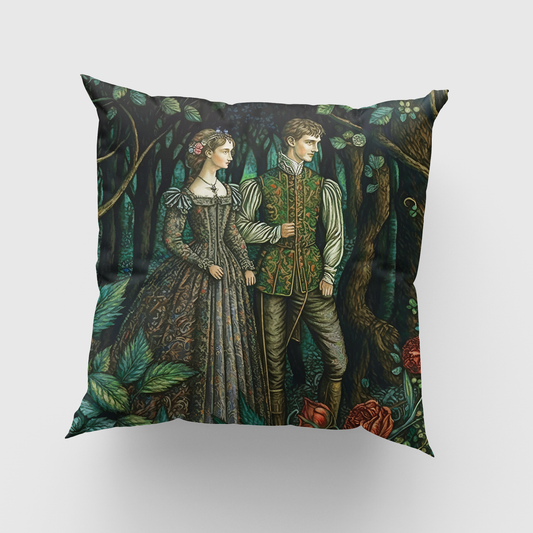 Victorian Couple in the Forest Cushion