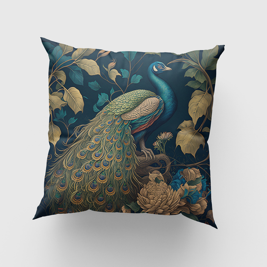 Peacock in the Forest Cushion