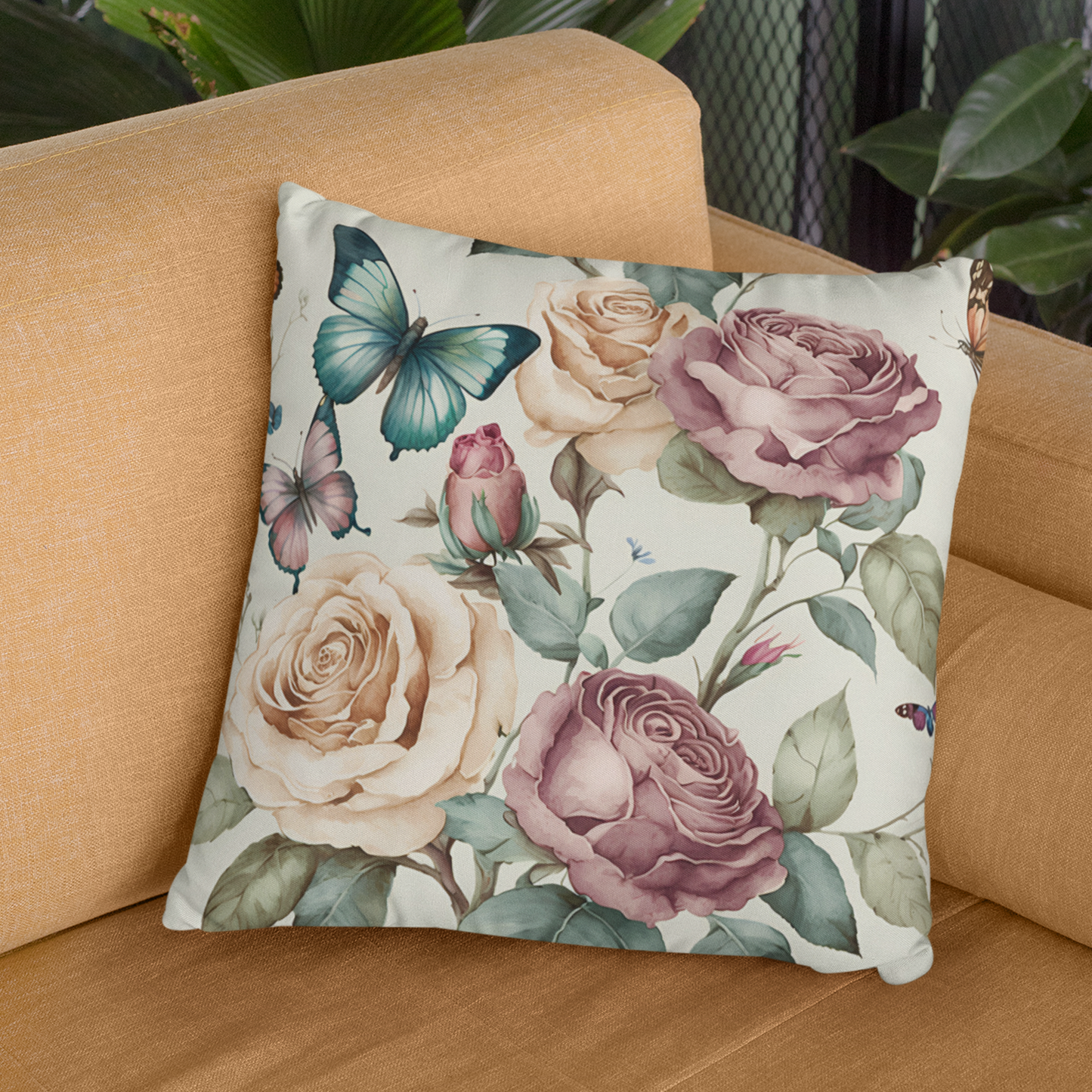 Roses and Butterfly Cushion