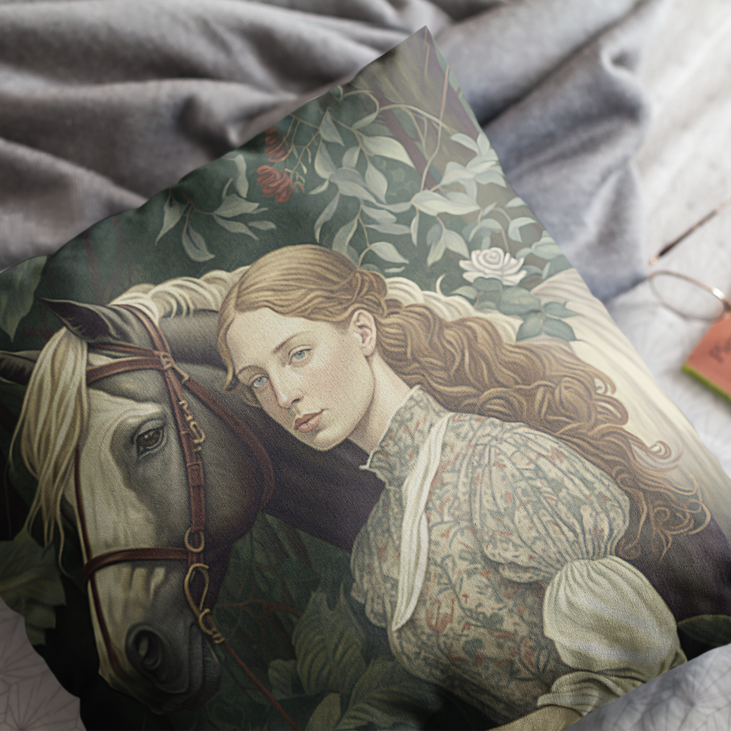 Victorian Girl and Horse Cushion