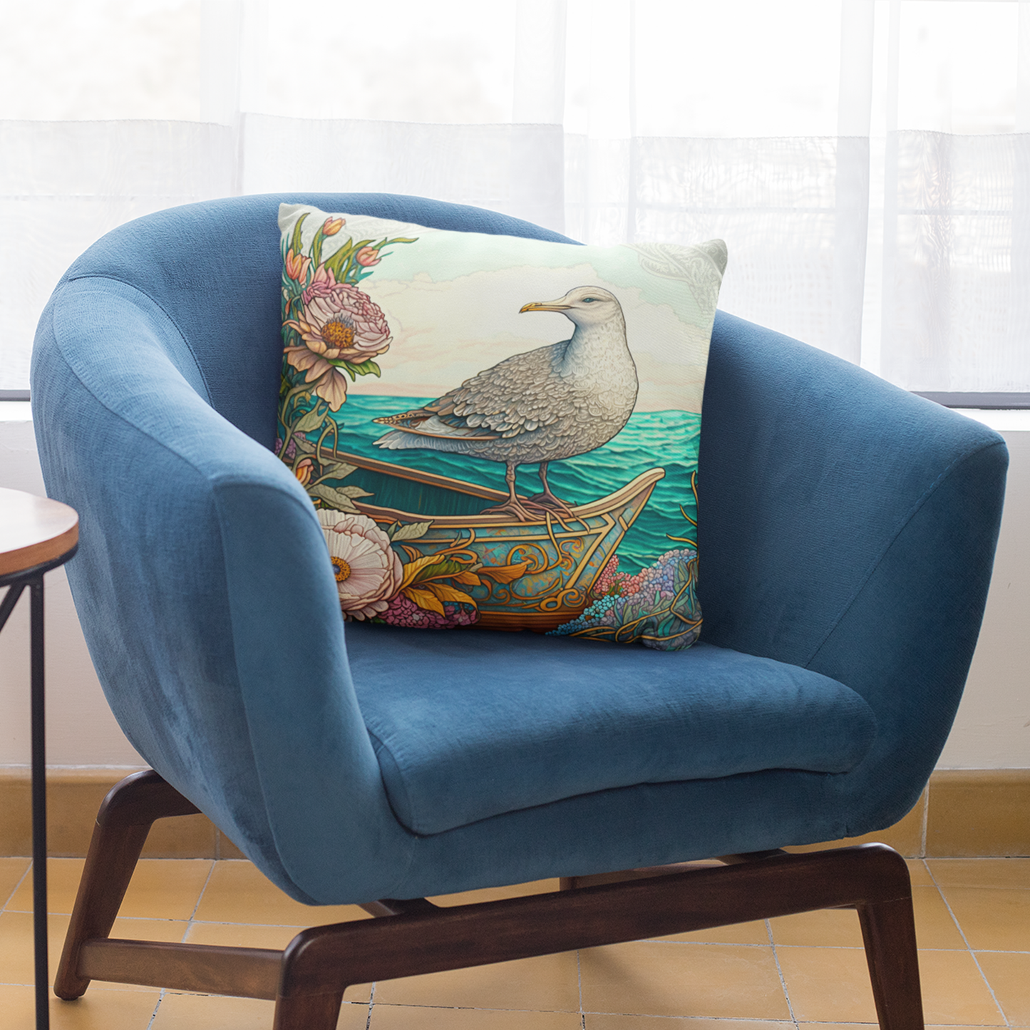 Seagull on Boat Cushion