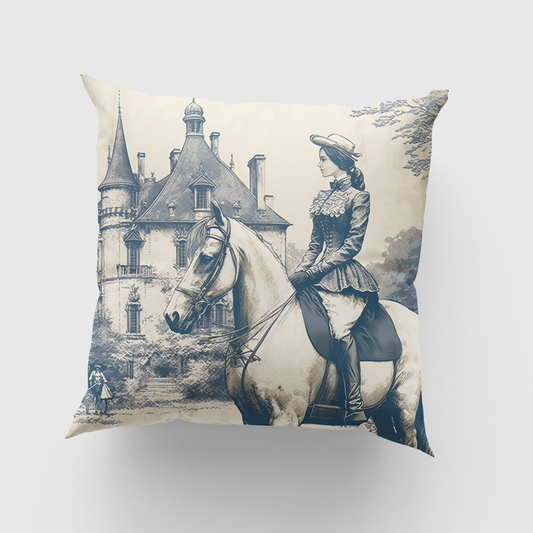 French Girl on Horse Cushion