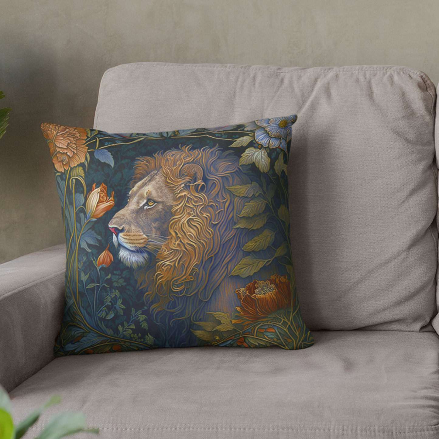 Lion in the Forest Cushion