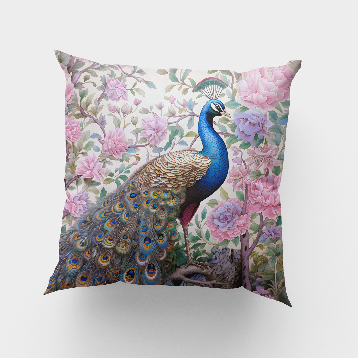 Peacock in the Rose Garden Cushion