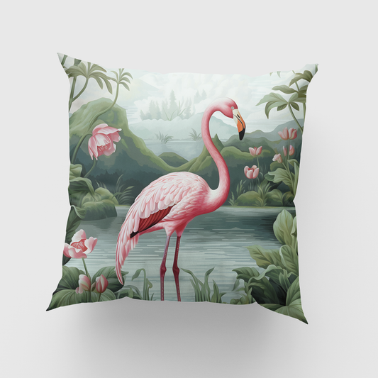 Flamingo in the Lake Cushion