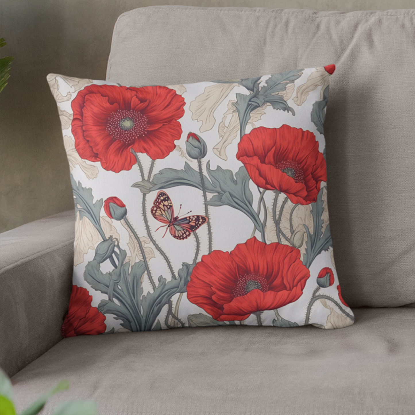 Poppy Floral Cushion